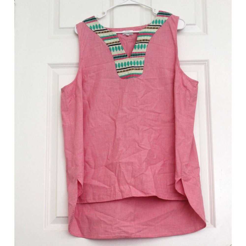 Crown Ivy Boho Tunic Top Embroidered Sleeveless Pink Size 2XL High Low